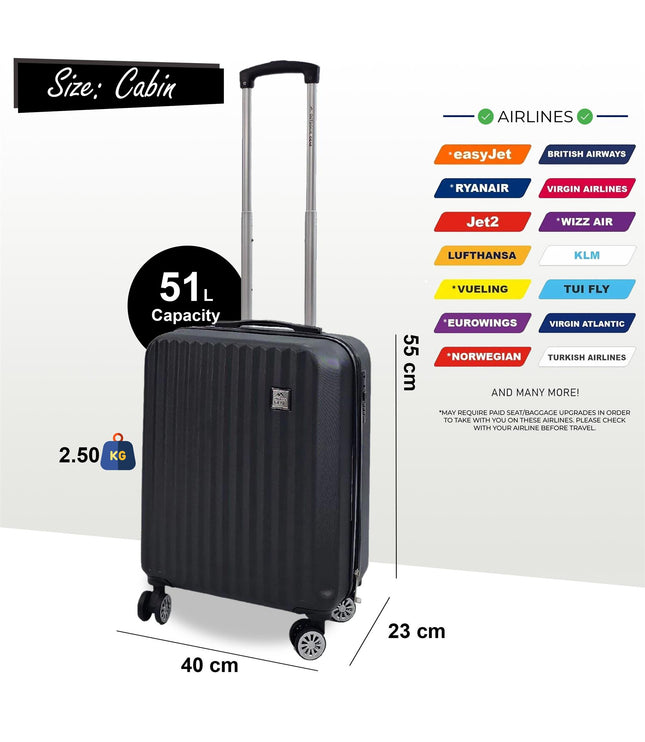 Alsager Cabin Hard Shell Suitcase in Black