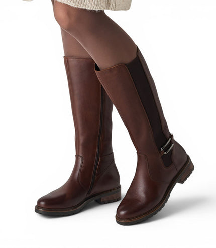 Tamaris Women’s Brown Leather Knee High Platform Heel Long Boots - 25609-47