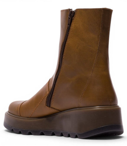 Fly London Women’s Tan Leather Zip-up Platform Ankle Boots - TARP553FLY
