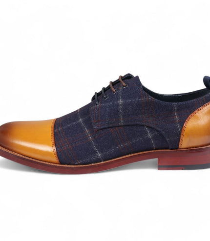 Justin Reess Men's Oxford Brown Leather Brogue Shoes - Ronnie