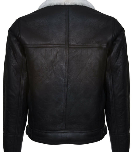 Mens Sheepskin Leather WW2 Bomber Jacket-Tucson - Brown Cream