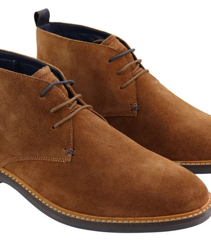 Mens Tan Suede Lace Up Chukka Boots