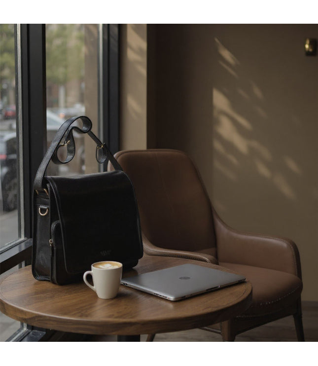 Leather Vintage Black Messenger Shoulder Crossbody Travel Business Bag - Ranger