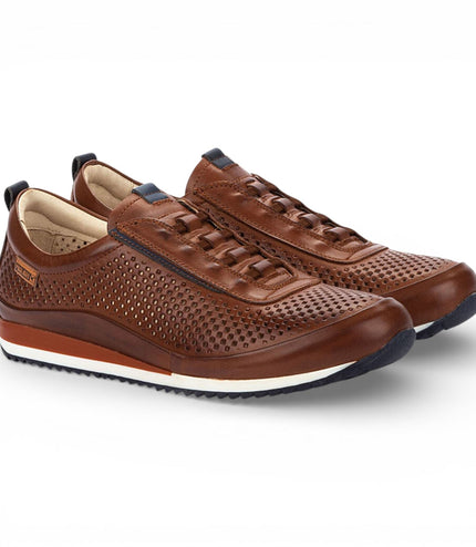 Pikolinos Men's Brown Leather Elastic Slip-on Sneaker Trainers Shoes - Liverpool