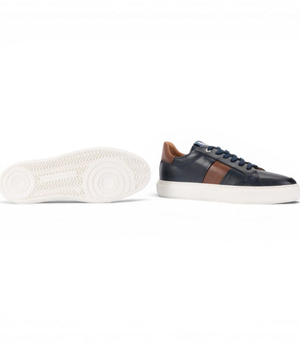 Martinelli Men's Blue Leather Sneakers Trainer Shoes - Hastings