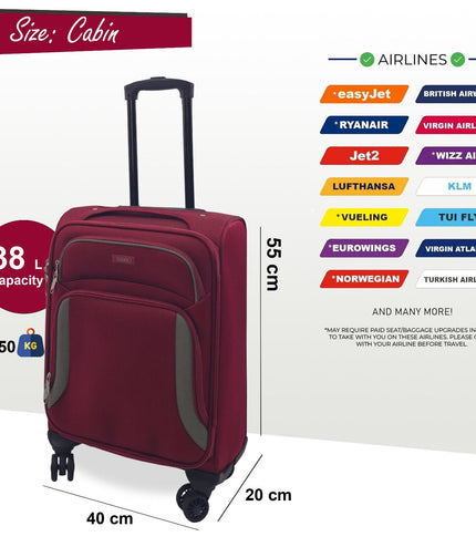 Arundel Cabin Soft Shell Suitcase in Burgundy