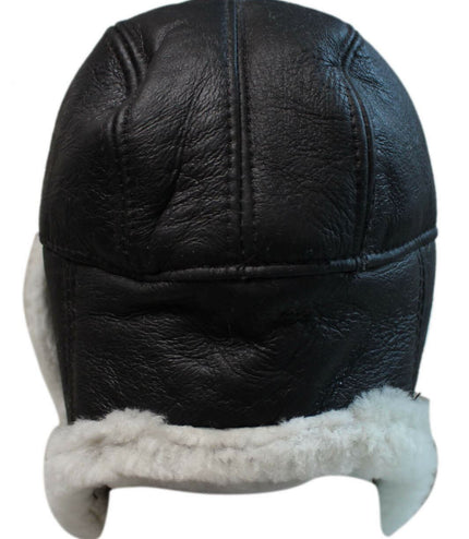 Men's B3 Brown Cream RAF Aviator Shearling Sheepskin WW2 Flying Hat