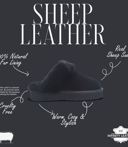 Womens Genuine Sheepskin Fur Mule Winter Slippers