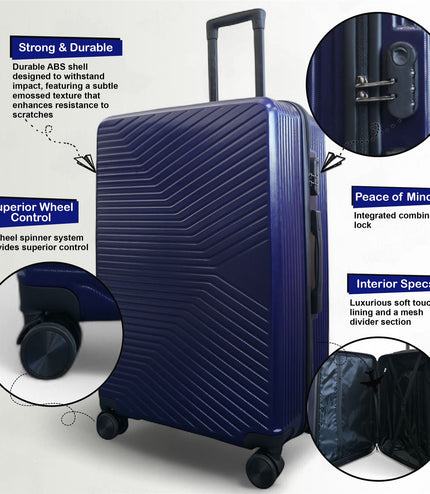 Junee Medium Hard Shell Suitcase in Navy Blue