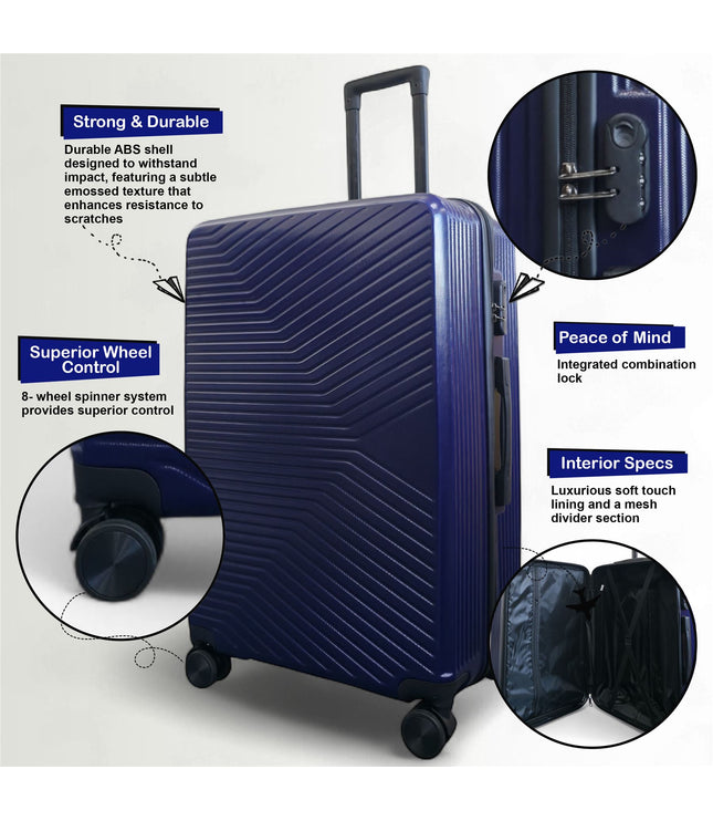 Junee Medium Hard Shell Suitcase in Navy Blue