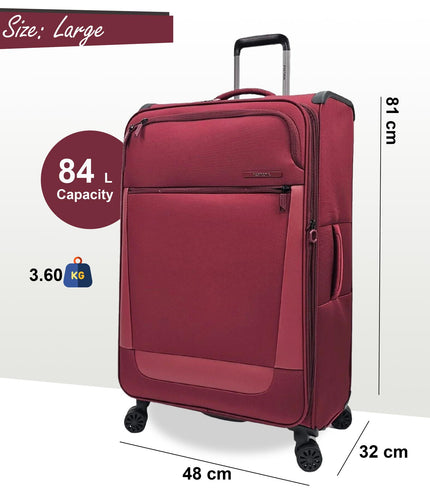 Bourne Large Soft Shell Suitcase in Burgundy