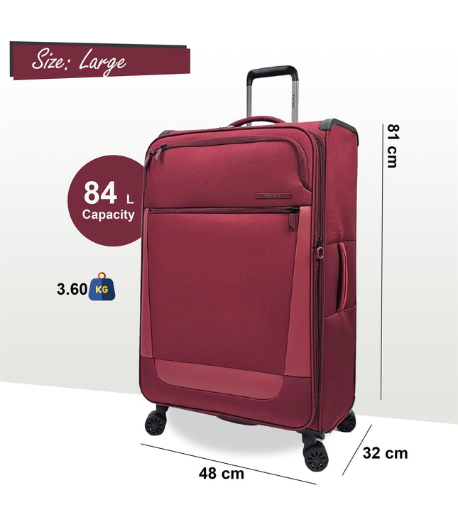 Bourne Large Soft Shell Suitcase in Burgundy