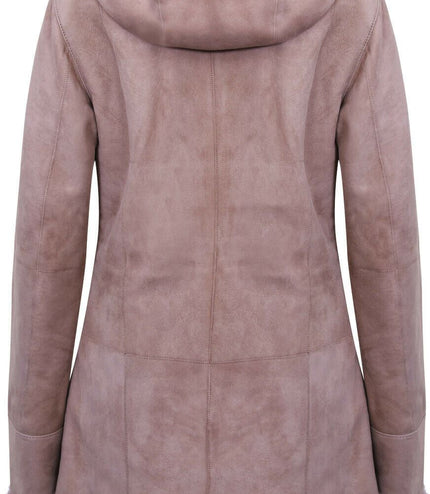 Womens Suede Merino Sheepskin Parka Coat-Tripoli - Taupe
