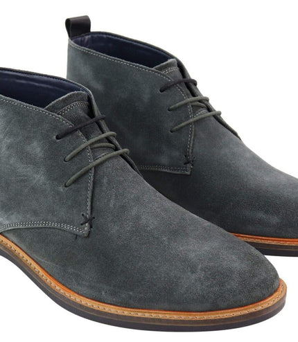 Mens Grey Suede Lace Up Chukka Boots