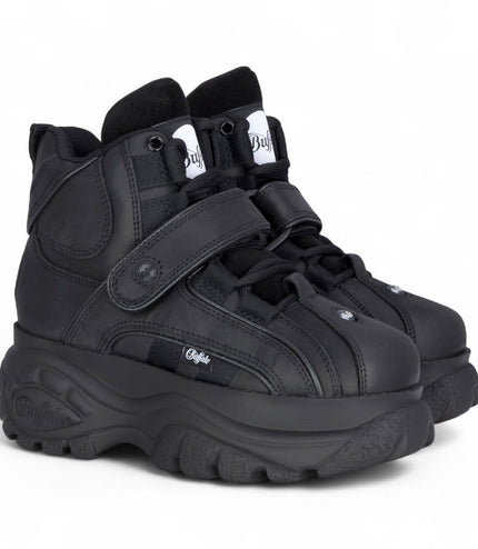 Buffalo Womens Black Leather Chunky Platform High Ankle Boots - 1348-14 2.0