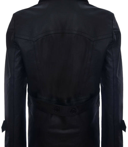 Mens Cowhide Leather Peacoat-Krakaw - Black