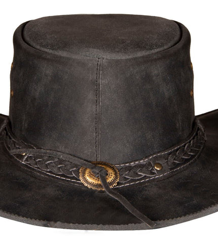 Cowboy Aussie Real Leather Hat Australian Black Western Outback Bush Hat