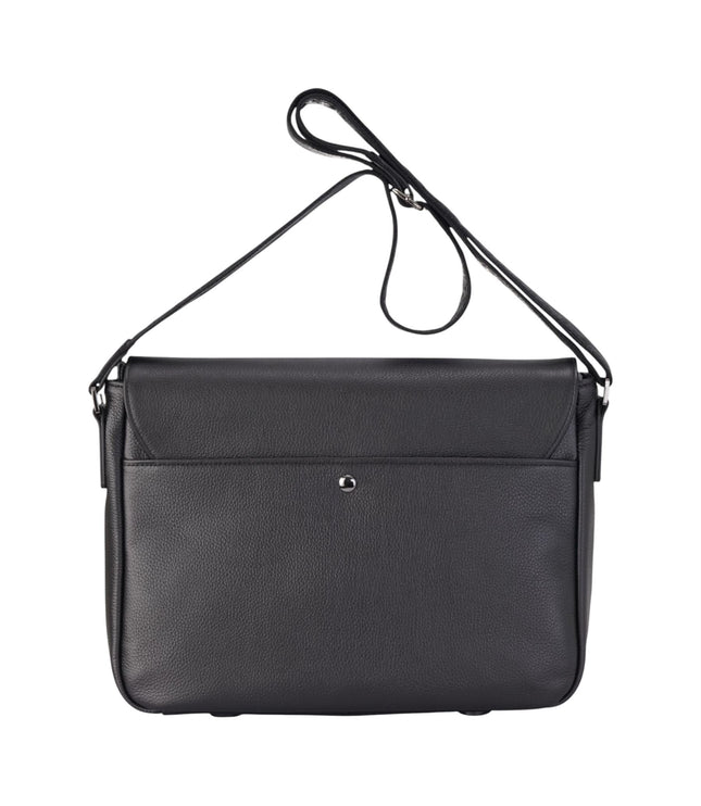 Genuine Leather Black Laptop Bag Travel Work Messenger Satchel - Camden