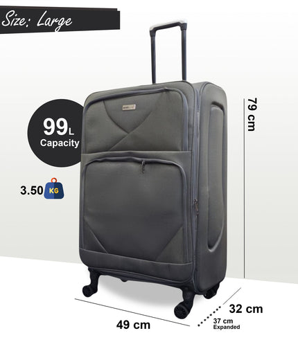 Nagoya Large Soft Shell Suitcase in Grey