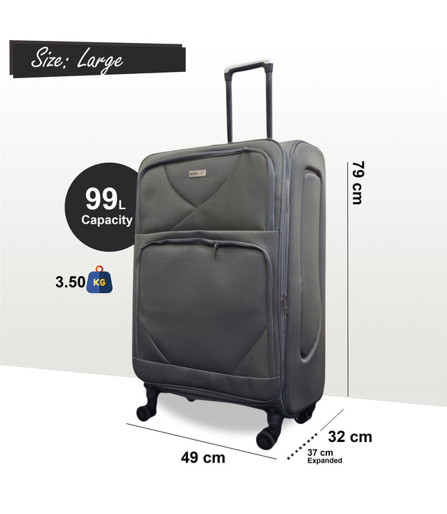 Nagoya Large Soft Shell Suitcase in Grey