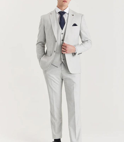 Men's Silver Lightweight Summer Wedding Party Trouser