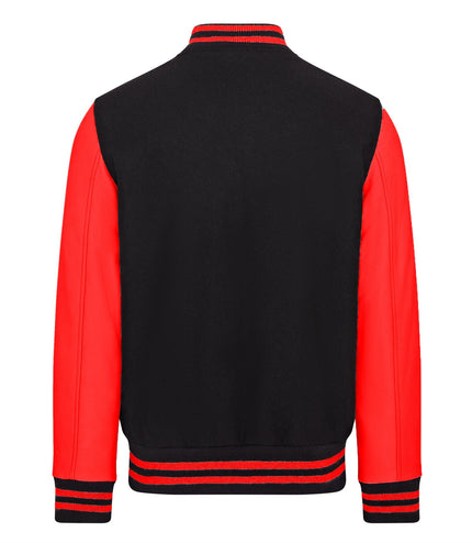 Letterman Baseball Wool Leather Varsity Bomber Jacket - Genoa - Black/Red