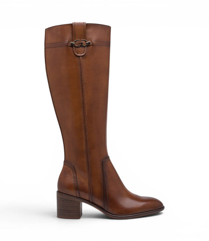 Tamaris Women’s Brown Leather Riding Knee-High Heel Long Boots - 25576-47