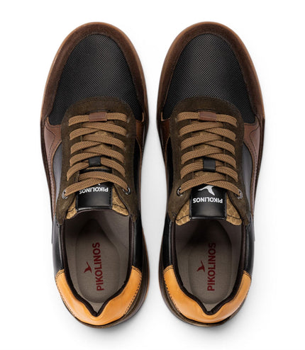 Pikolinos Men's Black Leather Trainers Sneaker Lace-Up Shoes - Teide