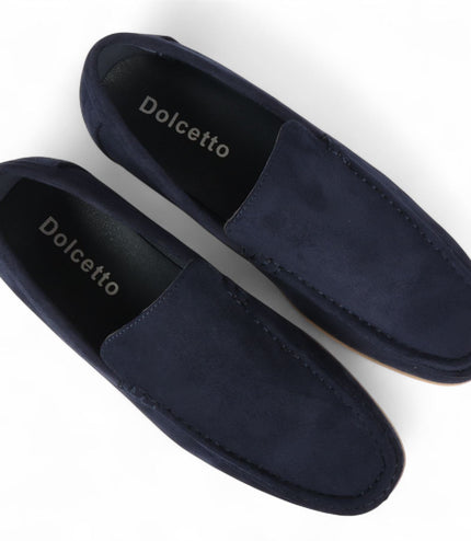 Men's Navy Suede Loafers Lightweight Slip-On Casual Shoes