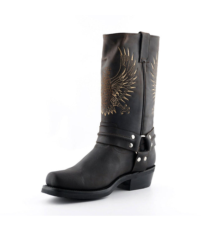 Grinders Mens Brown Leather Cowboy Boots - Bald Eagle