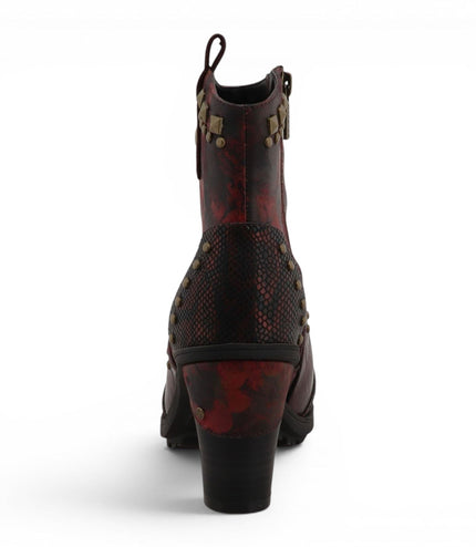 Mustang Women's Burgundy Floral Heeled Ankle Boots - M0162012