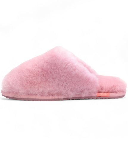 Women's Sheepskin Slippers Pink Warm Winter Fur Mule - Aurora