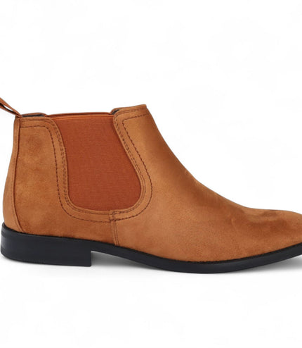 Men's Tan Suede Chelsea Boots Real Leather Lined Slip-On