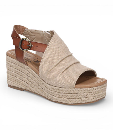 Blowfish Malibu Womens Brown Beige Wedge Slingbacks Heel Sandals - Amira