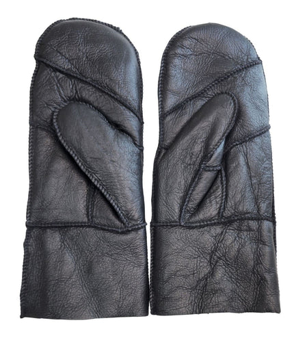 Infinity Leather Womens Black Genuine Real Sheepskin Mittens Warm Gloves