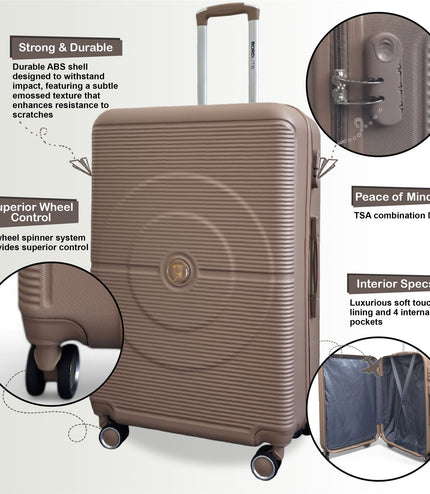 Seto Set of 3 Hard Shell Suitcase in Gold