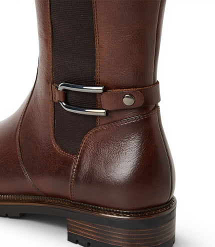 Tamaris Women’s Brown Leather Knee High Platform Heel Long Boots - 25609-47