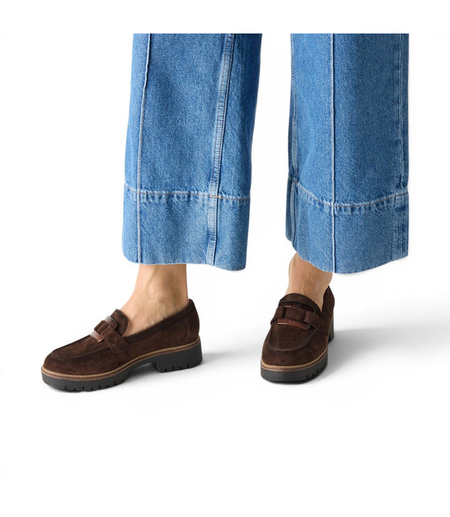 Tamaris Women's Brown Suede Leather Loafer Casual Shoes - 24722-43