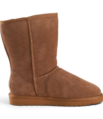 Men's Genuine Sheepskin Chestnut Suede Winter Ankle Boots - Denver