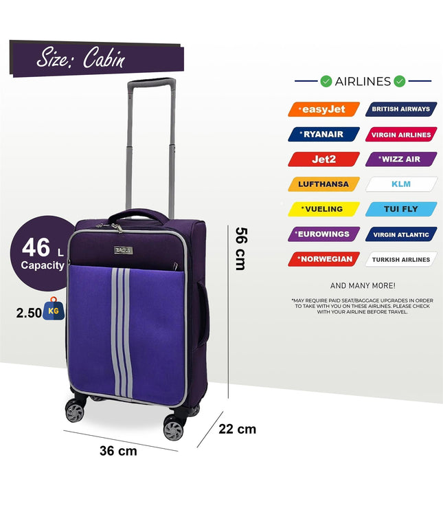 Beverley Cabin Soft Shell Suitcase in Purple