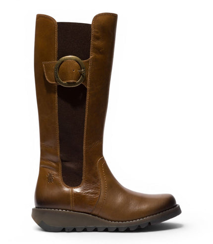Fly London Womens Tan Leather Knee-High Long Boots - SOIF361