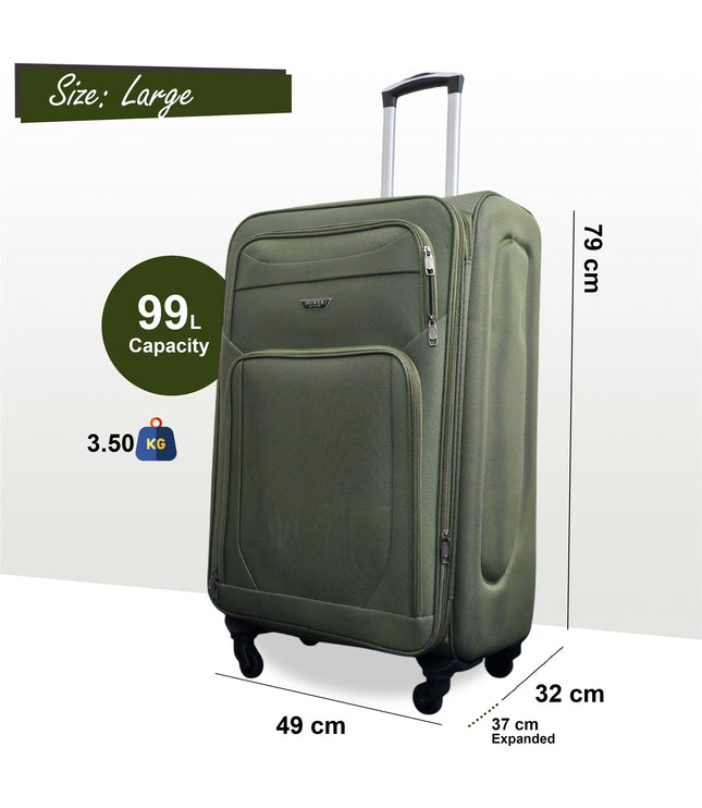 Nagoya Large Soft Shell Suitcase in Khaki