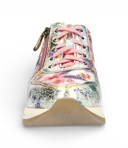 Laura Vita Women's Gycmo 58 Rose Pink Floral Leather Trainers Sneaker Shoes