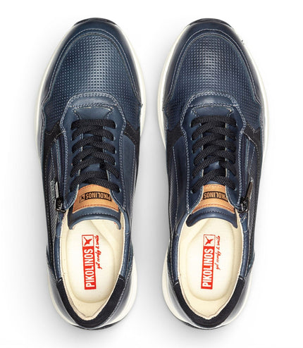 Pikolinos Men's Blue Leather Easy Wear Sneaker Trainers Shoes - Getafe