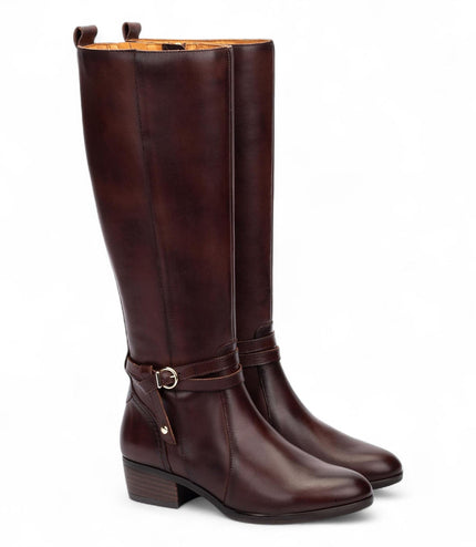 Pikolinos Women's Knee High Tall Caoba Brown Leather Boots - Daroca
