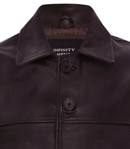 Mens Cowhide Leather Box Jacket-Mendoza - Brown