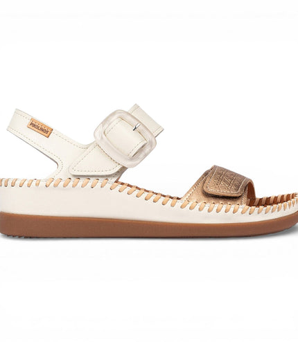 Pikolinos Women's White Leather Lightweight Summer Wedge Sandals - Cadaques