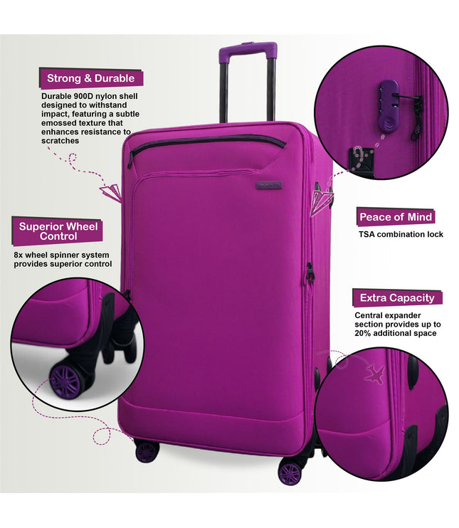 Handa Cabin Soft Shell Suitcase in Pink