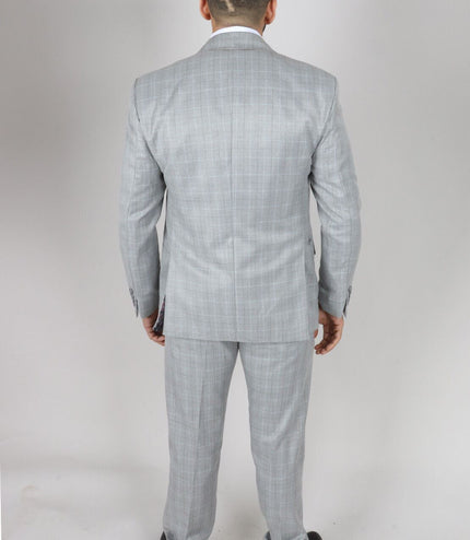 Mens IM2 Classic Plain Light Grey 3 Piece Suit