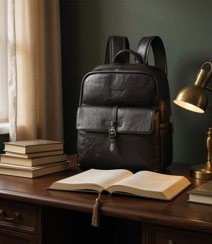 Genuine Leather Black Vintage Laptop Backpack Travel Bag - Cove